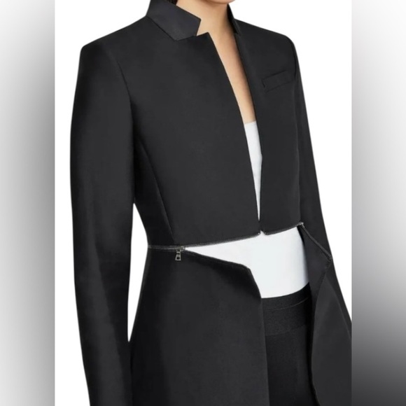 BCBG MAXAZRIA Arelia Black A-Line Blazer Jacket Women’s Large Zippered Waist - Picture 4 of 16